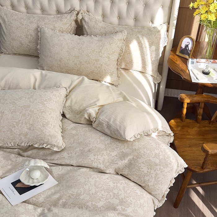 91家纺网 家纺一手货源 找家纺 （总）贝尔 2025新款棉麻色织提花双层纱