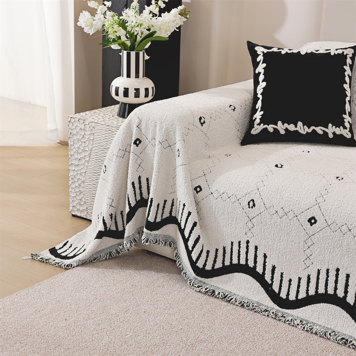 91家纺网 家纺一手货源 找家纺 （总）共鸣沙发垫 2025新款半边绒沙发巾