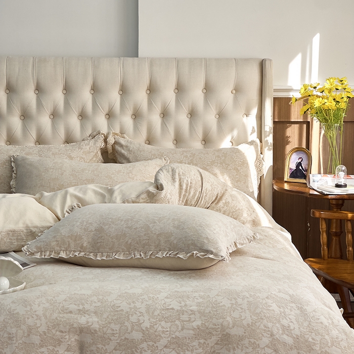 91家纺网 家纺一手货源 找家纺 （总）贝尔 2025新款棉麻色织提花双层纱