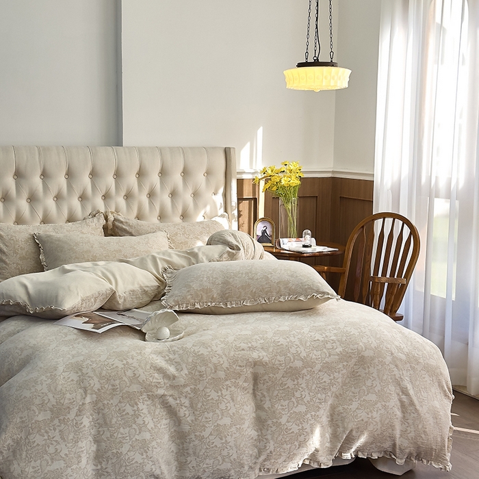 91家纺网 家纺一手货源 找家纺 （总）贝尔 2025新款棉麻色织提花双层纱