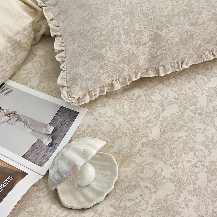 91家纺网 家纺一手货源 找家纺 （总）贝尔 2025新款棉麻色织提花双层纱