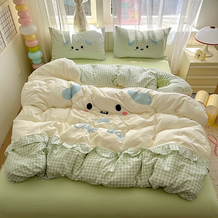 91家纺网 家纺一手货源 找家纺 （总）老K (原美阁） 2025新款超柔公主花边毛巾绣四件套学生季三件套