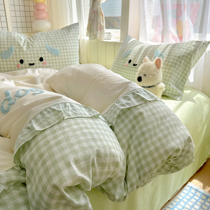 91家纺网 家纺一手货源 找家纺 （总）老K (原美阁） 2025新款超柔公主花边毛巾绣四件套学生季三件套