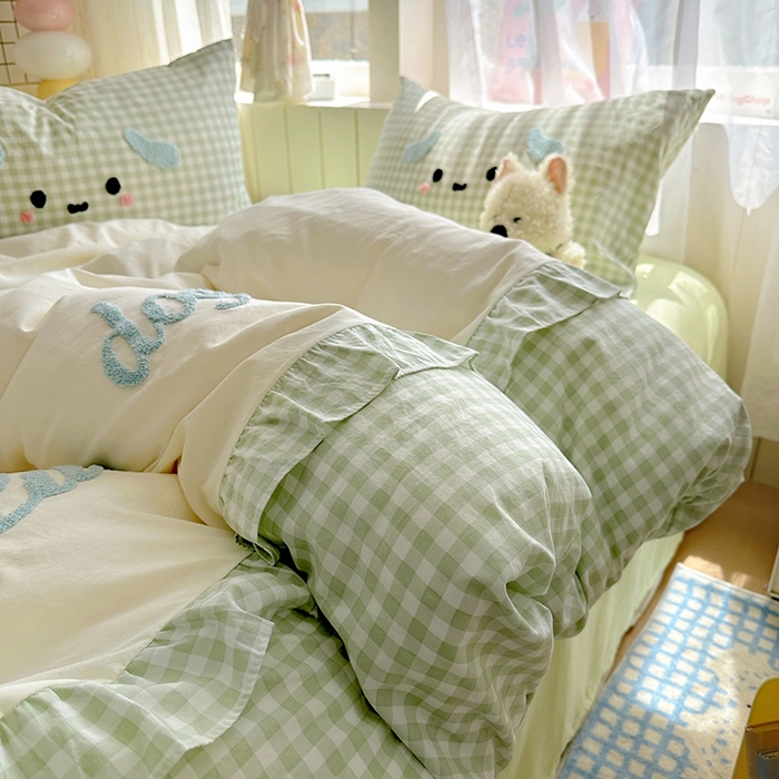 91家纺网 家纺一手货源 找家纺 （总）老K (原美阁） 2025新款超柔公主花边毛巾绣四件套学生季三件套