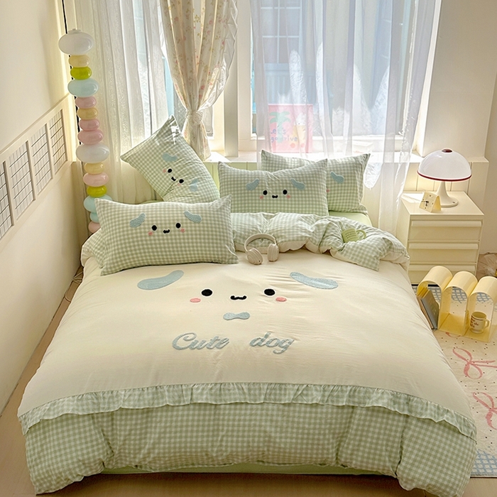 91家纺网 家纺一手货源 找家纺 （总）老K (原美阁） 2025新款超柔公主花边毛巾绣四件套学生季三件套