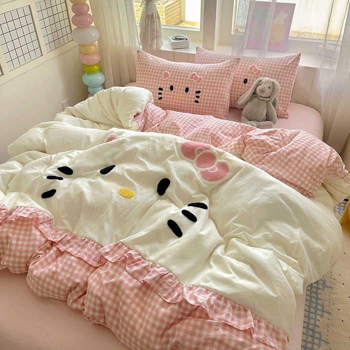 91家纺网 家纺一手货源 找家纺 （总）老K (原美阁） 2025新款超柔公主花边毛巾绣四件套学生季三件套