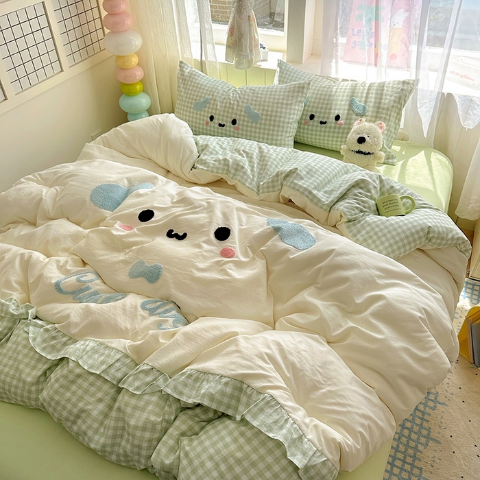 91家纺网 家纺一手货源 找家纺 （总）老K (原美阁） 2025新款超柔公主花边毛巾绣四件套学生季三件套