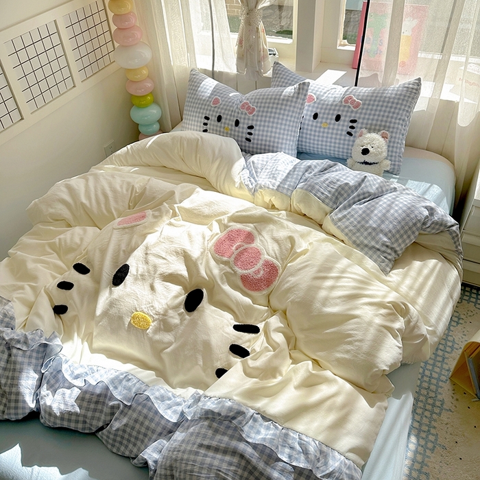 91家纺网 家纺一手货源 找家纺 （总）老K (原美阁） 2025新款超柔公主花边毛巾绣四件套学生季三件套