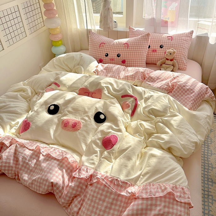 91家纺网 家纺一手货源 找家纺 （总）老K (原美阁） 2025新款超柔公主花边毛巾绣四件套学生季三件套