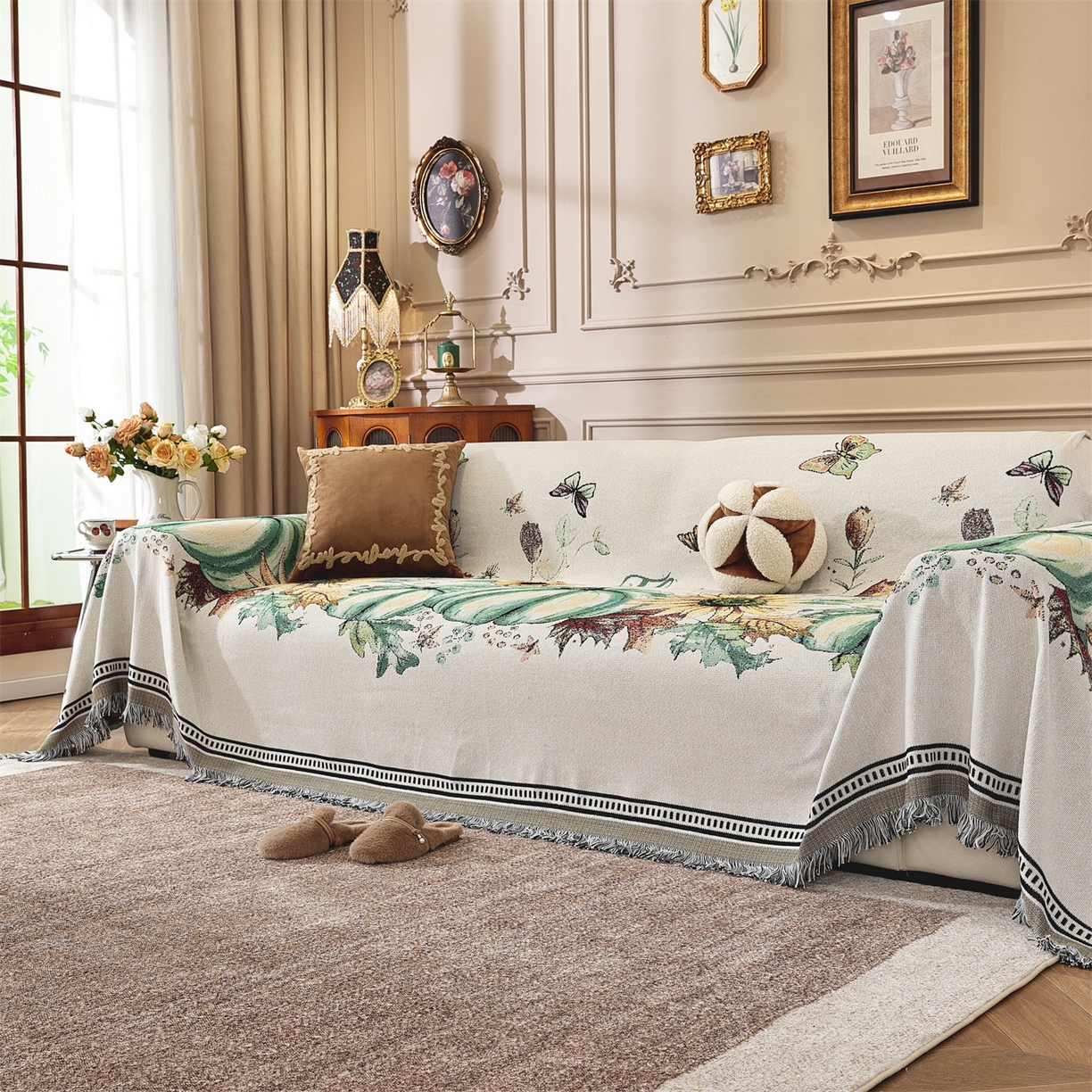 91家纺网 家纺一手货源 找家纺 （总）共鸣沙发垫 2025新款棉纱提花沙发巾