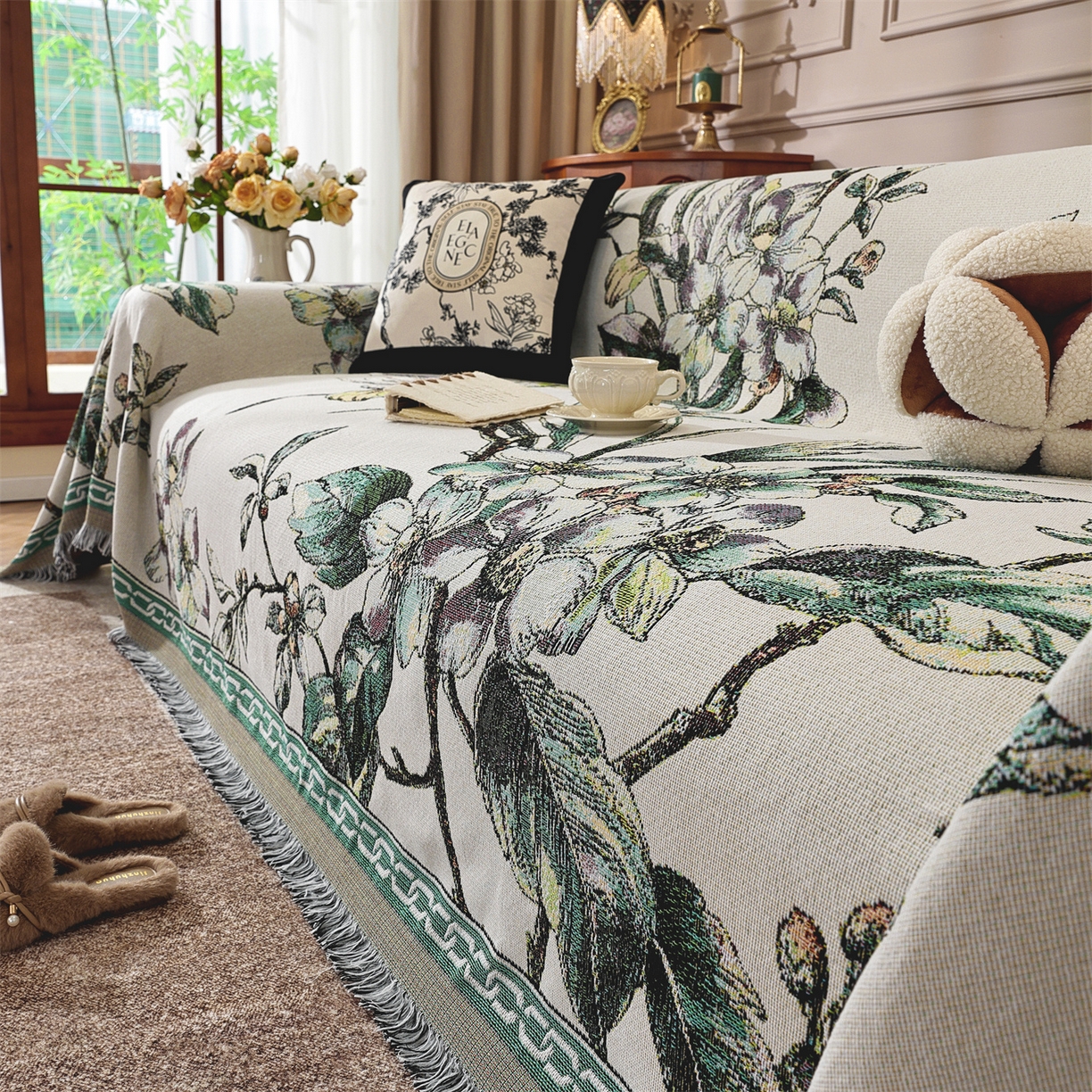 91家纺网 家纺一手货源 找家纺 （总）共鸣沙发垫 2025新款棉纱提花沙发巾