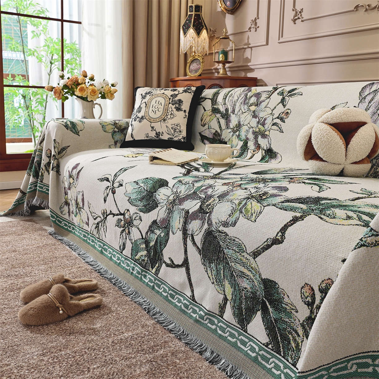 91家纺网 家纺一手货源 找家纺 （总）共鸣沙发垫 2025新款棉纱提花沙发巾