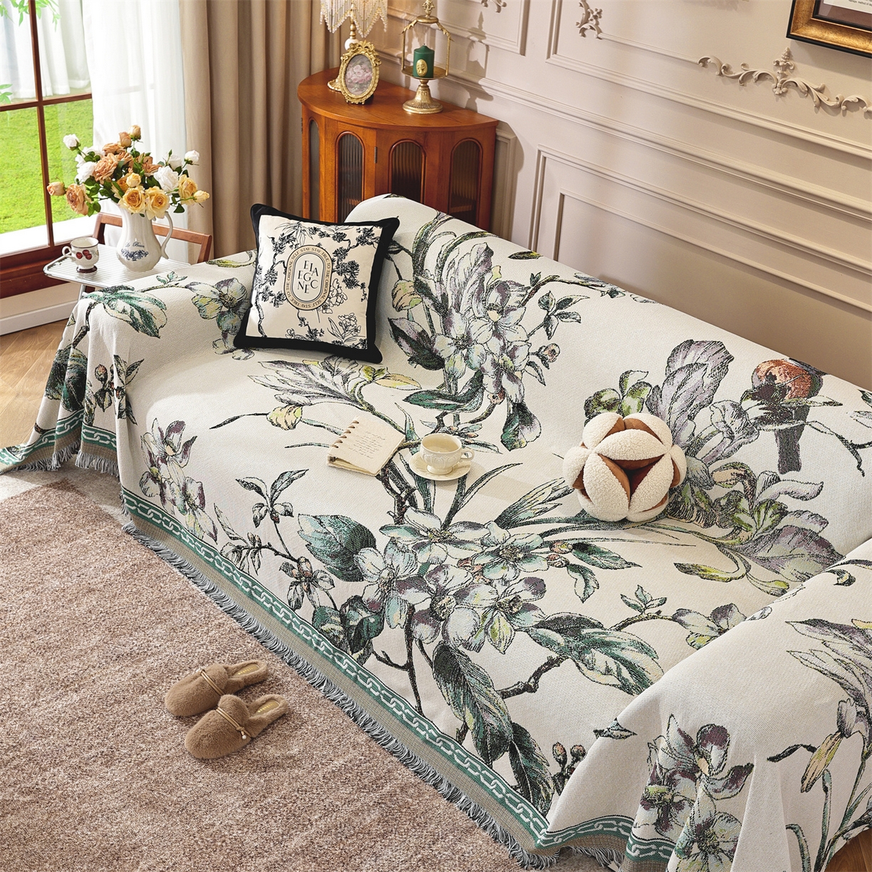 91家纺网 家纺一手货源 找家纺 （总）共鸣沙发垫 2025新款棉纱提花沙发巾