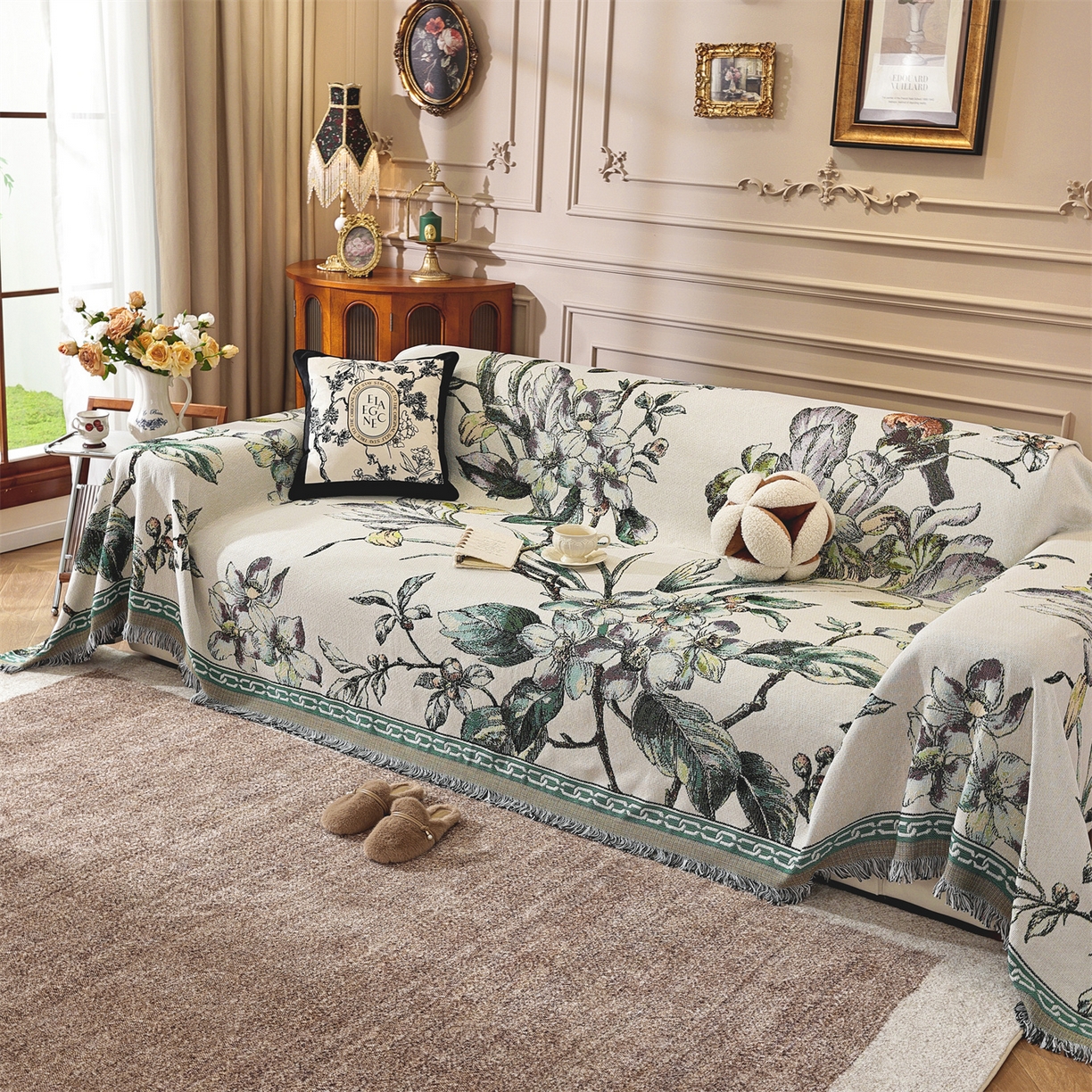 91家纺网 家纺一手货源 找家纺 （总）共鸣沙发垫 2025新款棉纱提花沙发巾