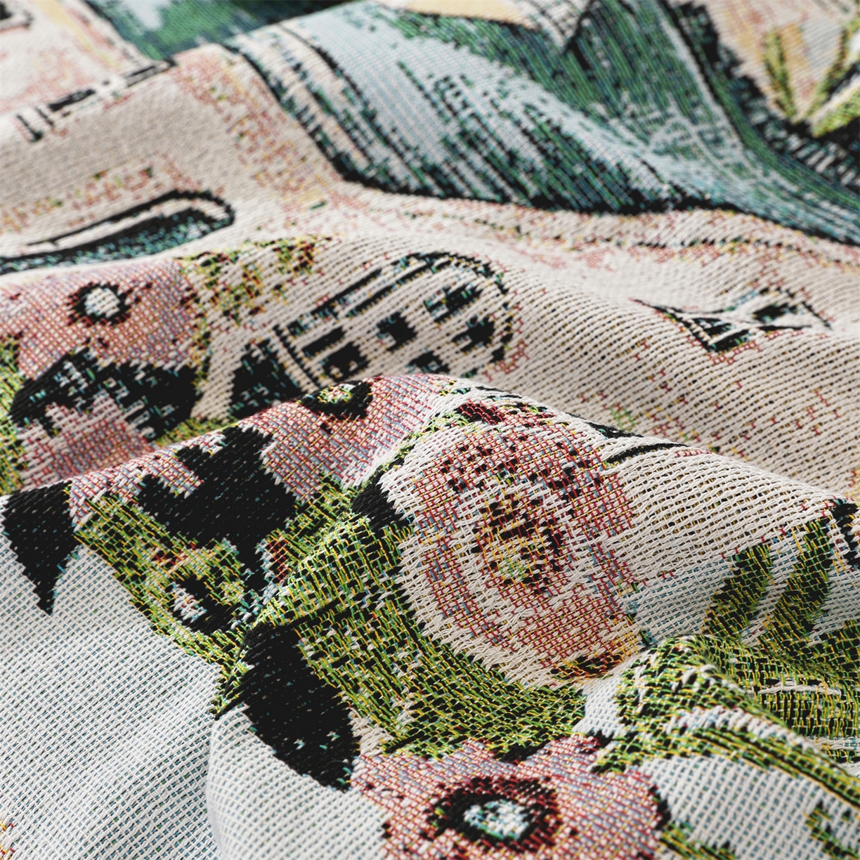 91家纺网 家纺一手货源 找家纺 共鸣沙发垫 2025新款棉纱提花沙发巾 田园小镇