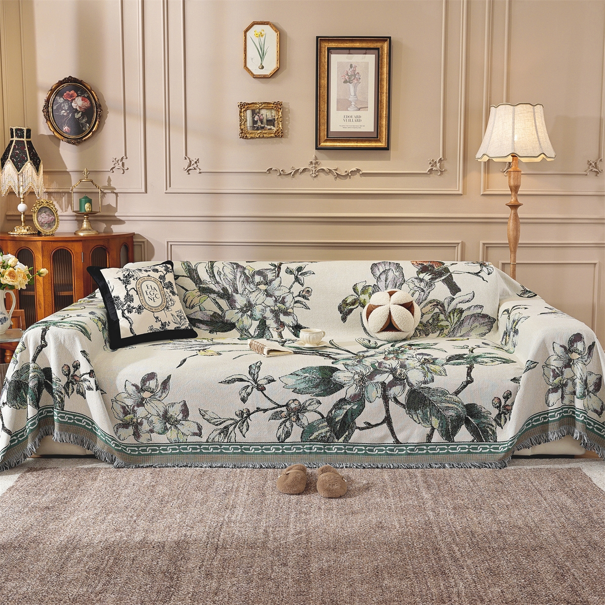 91家纺网 家纺一手货源 找家纺 （总）共鸣沙发垫 2025新款棉纱提花沙发巾