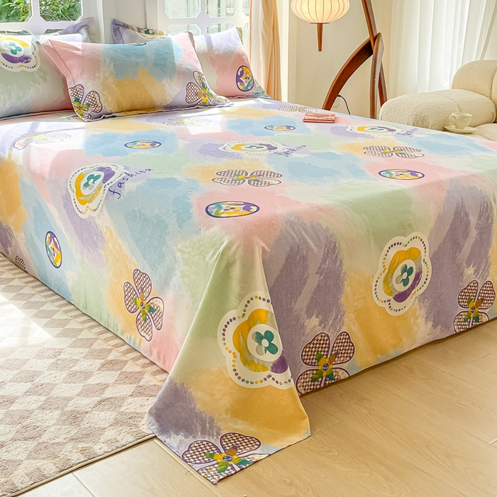 眠博士 2025新款全棉混纺生态磨毛印花单床单 磨毛床单-彩色梵克