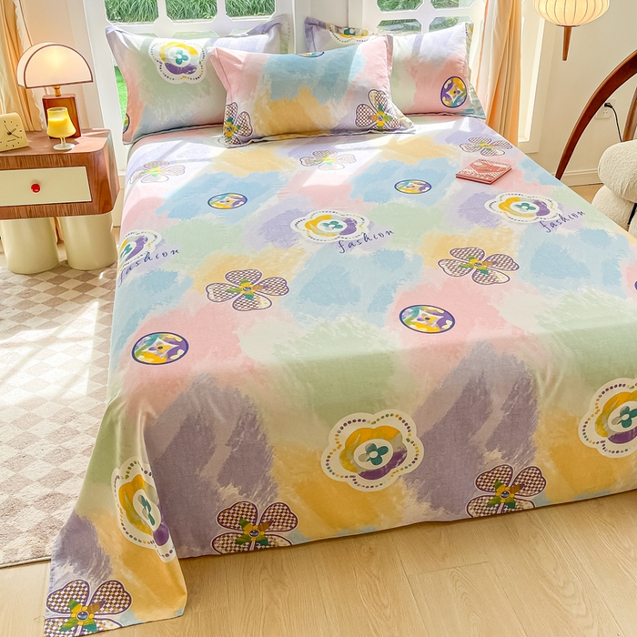 91家纺网 家纺一手货源 找家纺 眠博士 2025新款全棉混纺生态磨毛印花单床单 磨毛床单-彩色梵克