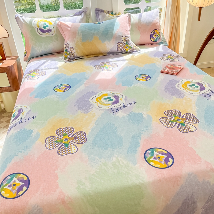 91家纺网 家纺一手货源 找家纺 眠博士 2025新款全棉混纺生态磨毛印花单床单 磨毛床单-彩色梵克