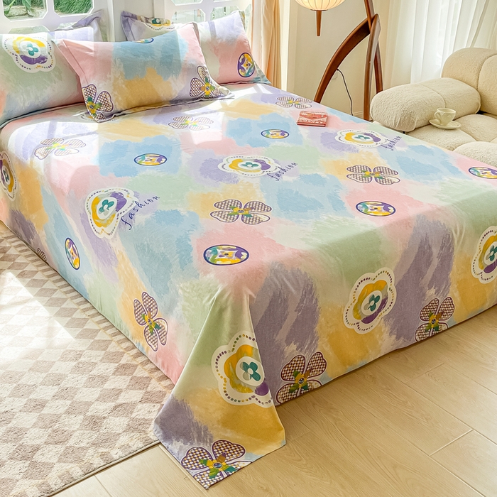 91家纺网 家纺一手货源 找家纺 眠博士 2025新款全棉混纺生态磨毛印花单床单 磨毛床单-彩色梵克