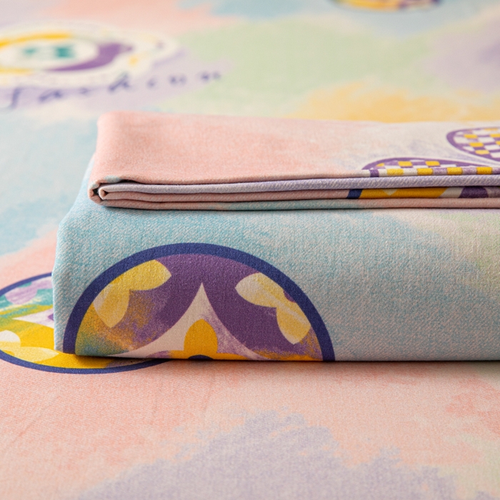 91家纺网 家纺一手货源 找家纺 眠博士 2025新款全棉混纺生态磨毛印花单床单 磨毛床单-彩色梵克