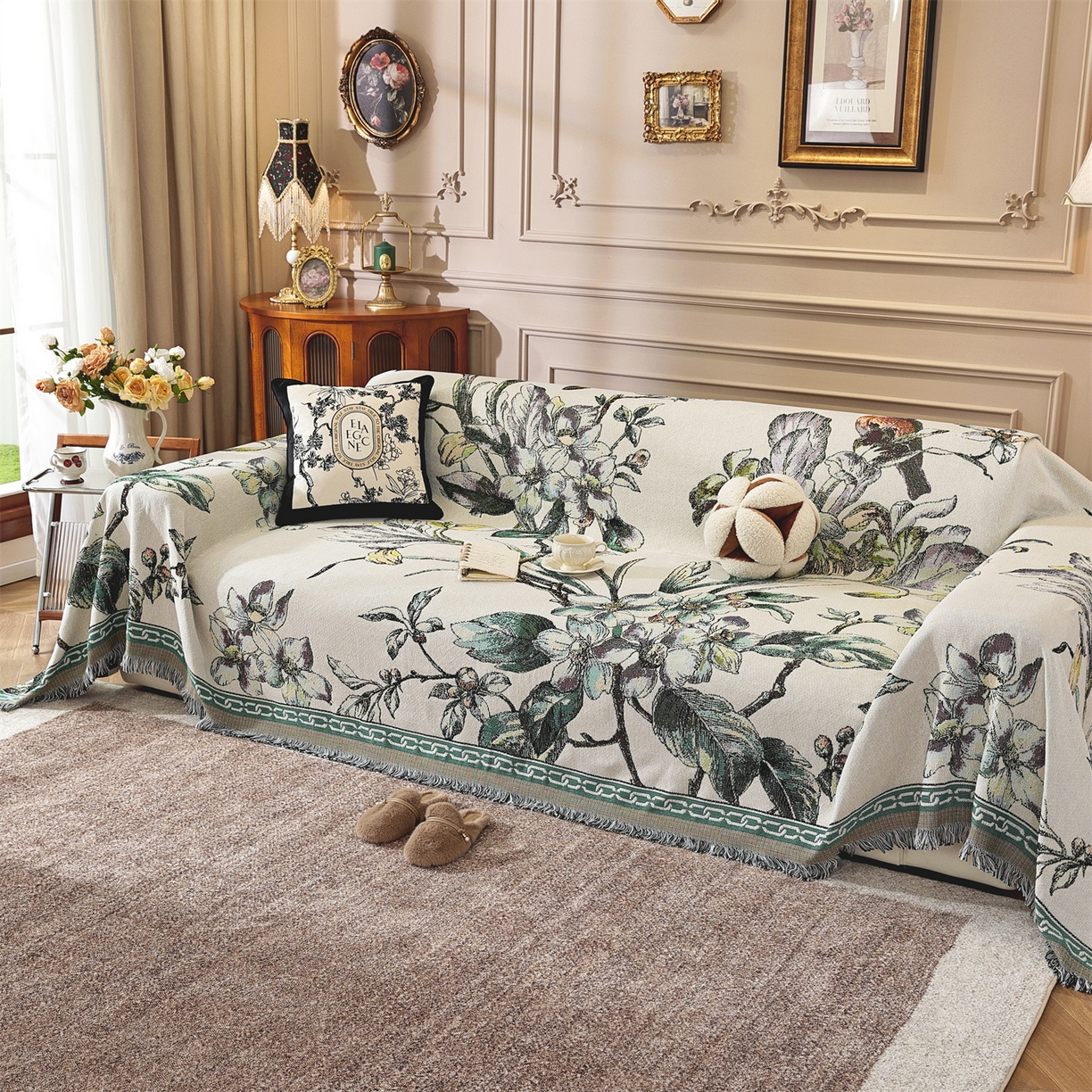 91家纺网 家纺一手货源 找家纺 （总）共鸣沙发垫 2025新款棉纱提花沙发巾