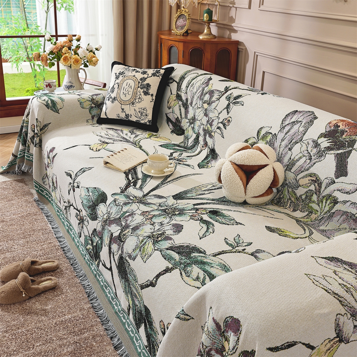 91家纺网 家纺一手货源 找家纺 （总）共鸣沙发垫 2025新款棉纱提花沙发巾