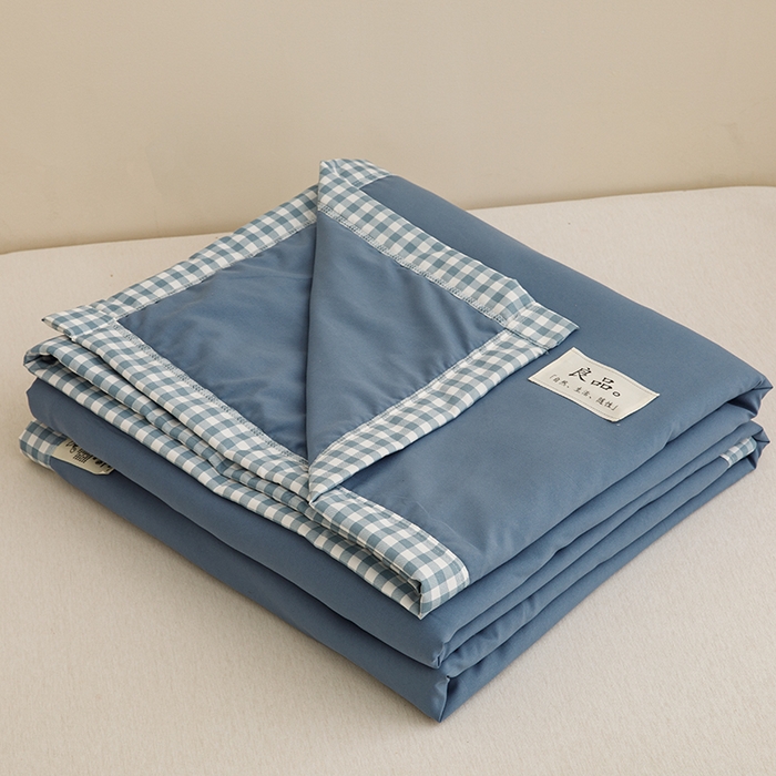 91家纺网 家纺一手货源 找家纺 米米儿家纺 2025新款无印风水洗磨毛立体大豆纤维被被子被芯 牛仔蓝