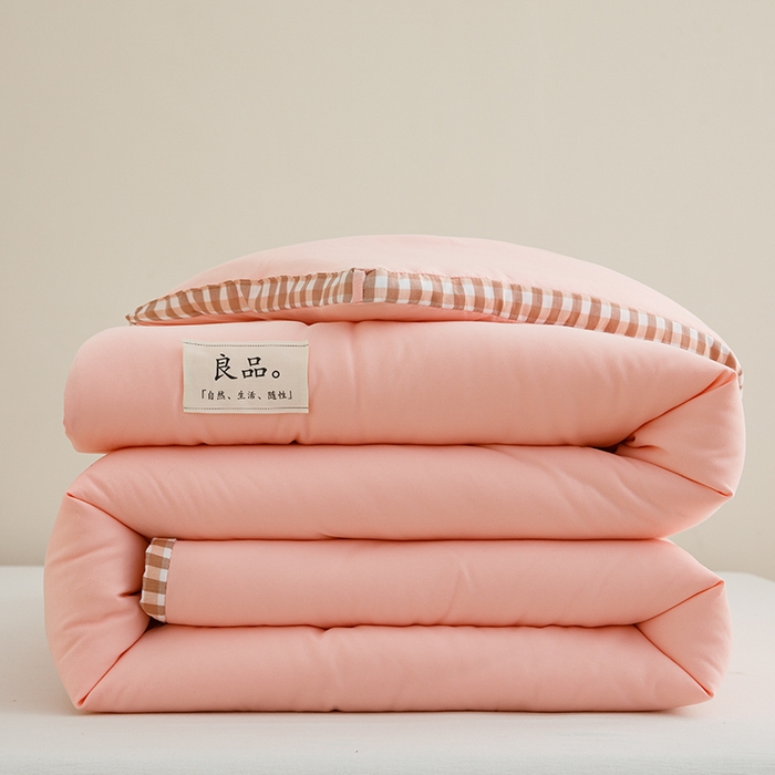 米米儿家纺 2025新款无印风水洗磨毛立体大豆纤维被被子被芯 浅粉