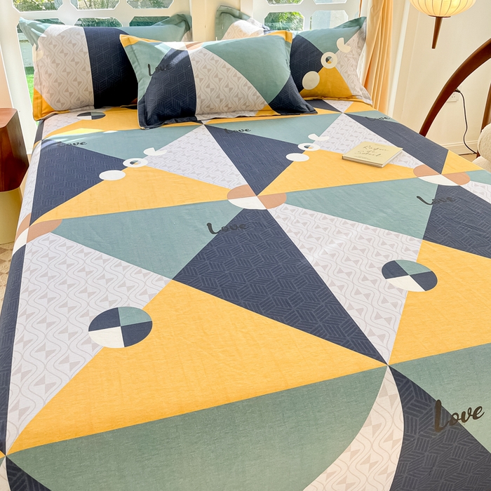 91家纺网 家纺一手货源 找家纺 眠博士 2025新款全棉混纺生态磨毛印花单床单 磨毛床单-菱形圆