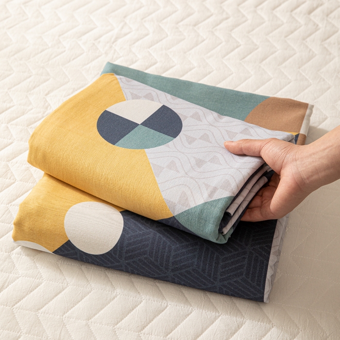 91家纺网 家纺一手货源 找家纺 眠博士 2025新款全棉混纺生态磨毛印花单床单 磨毛床单-菱形圆