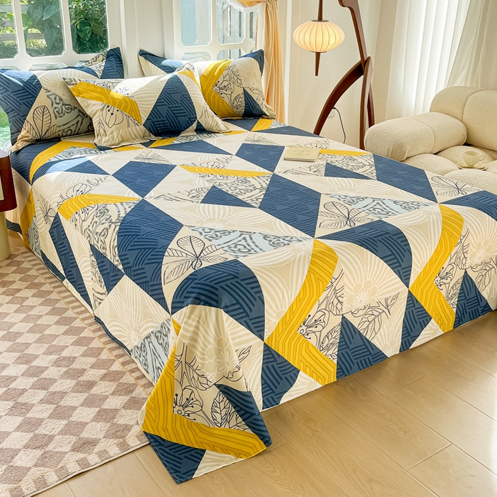 91家纺网 家纺一手货源 找家纺 眠博士 2025新款全棉混纺生态磨毛印花单床单 磨毛床单-绿叶秋风