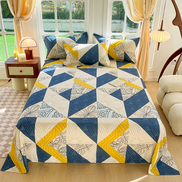 91家纺网 家纺一手货源 找家纺 眠博士 2025新款全棉混纺生态磨毛印花单床单 磨毛床单-绿叶秋风