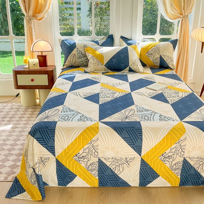 91家纺网 家纺一手货源 找家纺 眠博士 2025新款全棉混纺生态磨毛印花单床单 磨毛床单-绿叶秋风