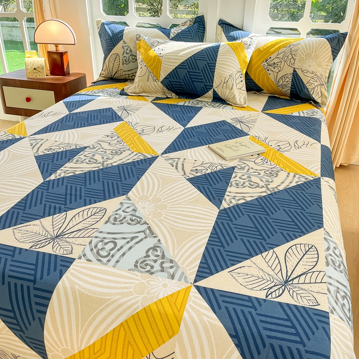 91家纺网 家纺一手货源 找家纺 眠博士 2025新款全棉混纺生态磨毛印花单床单 磨毛床单-绿叶秋风