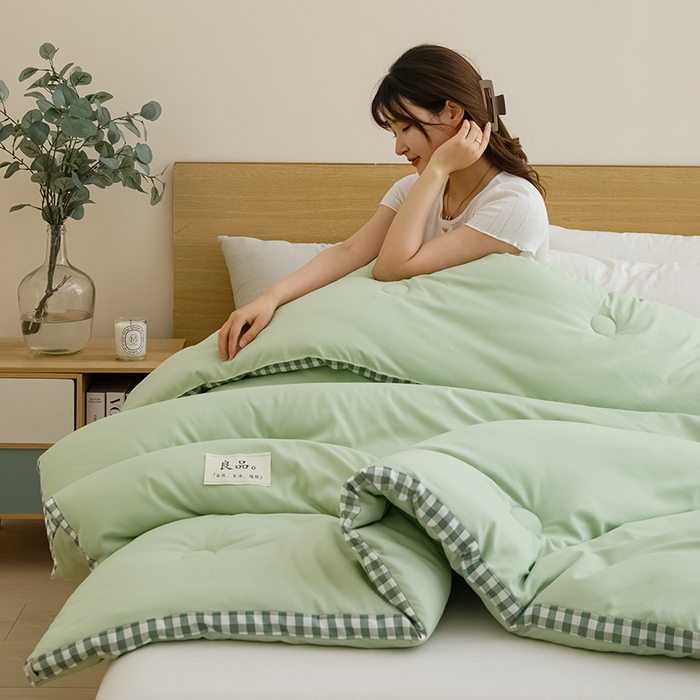 91家纺网 家纺一手货源 找家纺 米米儿家纺 2025新款无印风水洗磨毛立体大豆纤维被被子被芯 浅绿
