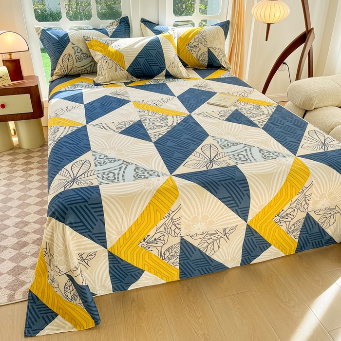 91家纺网 家纺一手货源 找家纺 眠博士 2025新款全棉混纺生态磨毛印花单床单 磨毛床单-绿叶秋风