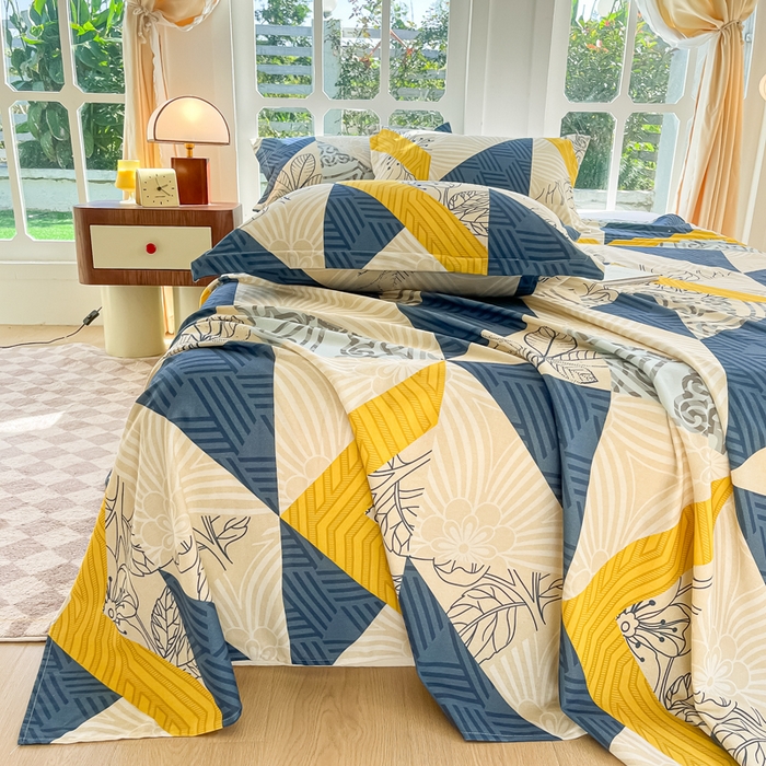 91家纺网 家纺一手货源 找家纺 眠博士 2025新款全棉混纺生态磨毛印花单床单 磨毛床单-绿叶秋风