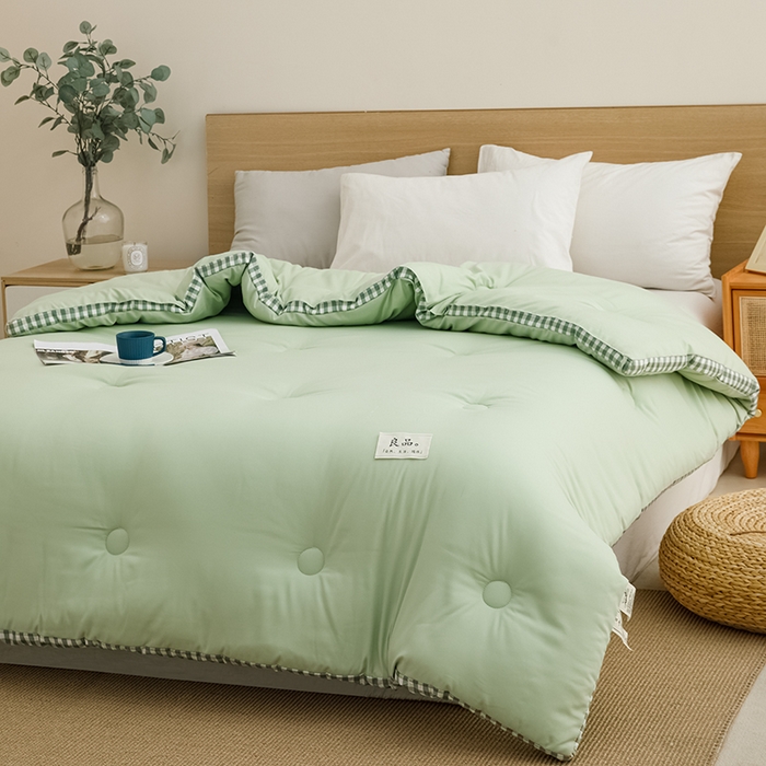 91家纺网 家纺一手货源 找家纺 米米儿家纺 2025新款无印风水洗磨毛立体大豆纤维被被子被芯 浅绿