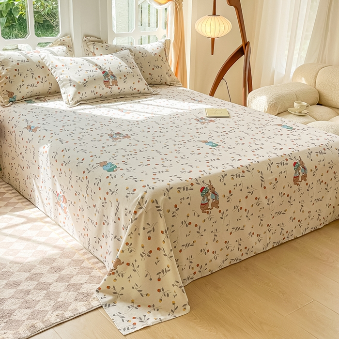 眠博士 2025新款全棉混纺生态磨毛印花单床单 磨毛床单-皮特兔