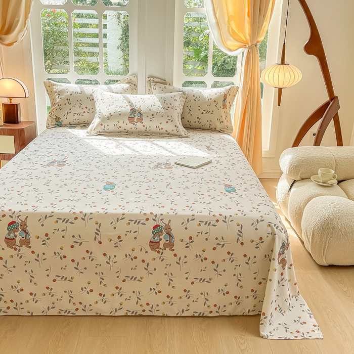 91家纺网 家纺一手货源 找家纺 眠博士 2025新款全棉混纺生态磨毛印花单床单 磨毛床单-皮特兔