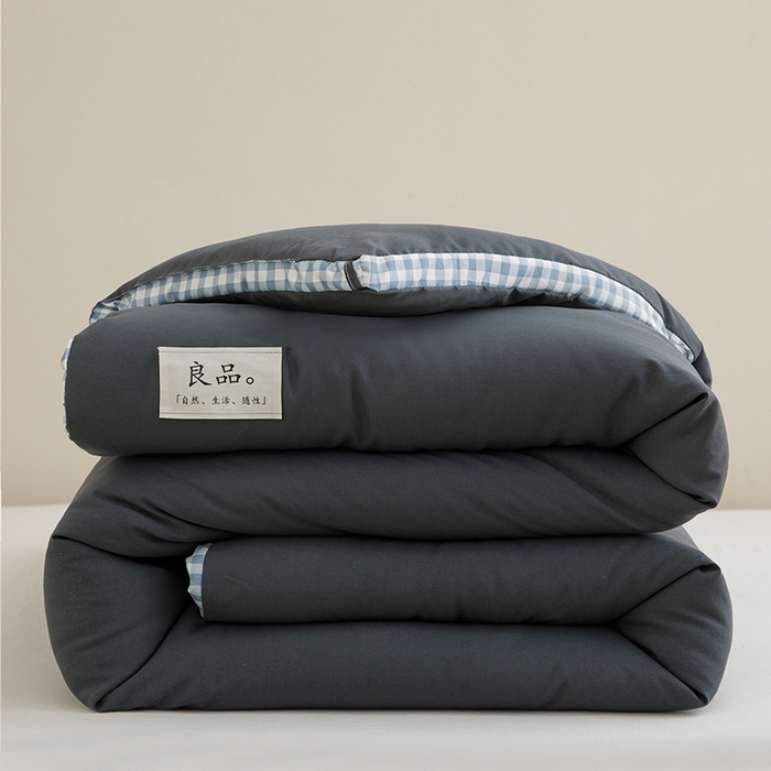 米米儿家纺 2025新款无印风水洗磨毛立体大豆纤维被被子被芯 暗灰