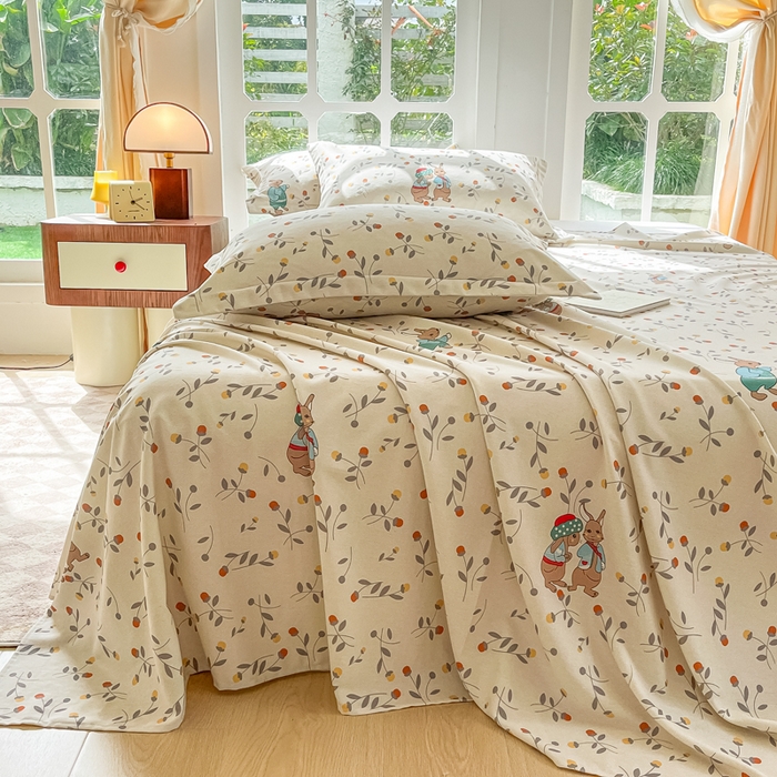 91家纺网 家纺一手货源 找家纺 眠博士 2025新款全棉混纺生态磨毛印花单床单 磨毛床单-皮特兔