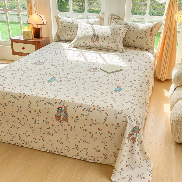 91家纺网 家纺一手货源 找家纺 眠博士 2025新款全棉混纺生态磨毛印花单床单 磨毛床单-皮特兔