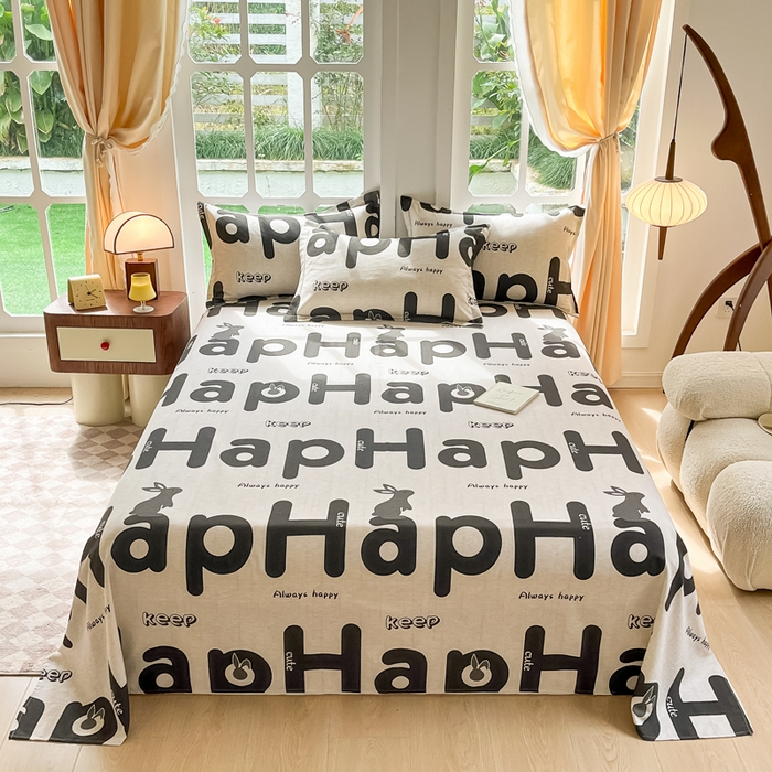 91家纺网 家纺一手货源 找家纺 眠博士 2025新款全棉混纺生态磨毛印花单床单 磨毛床单-兔先生