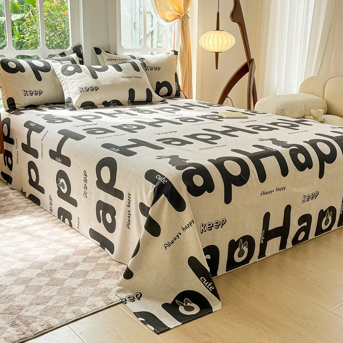 91家纺网 家纺一手货源 找家纺 眠博士 2025新款全棉混纺生态磨毛印花单床单 磨毛床单-兔先生