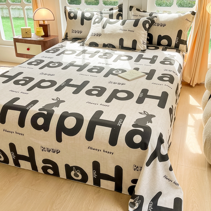 91家纺网 家纺一手货源 找家纺 眠博士 2025新款全棉混纺生态磨毛印花单床单 磨毛床单-兔先生