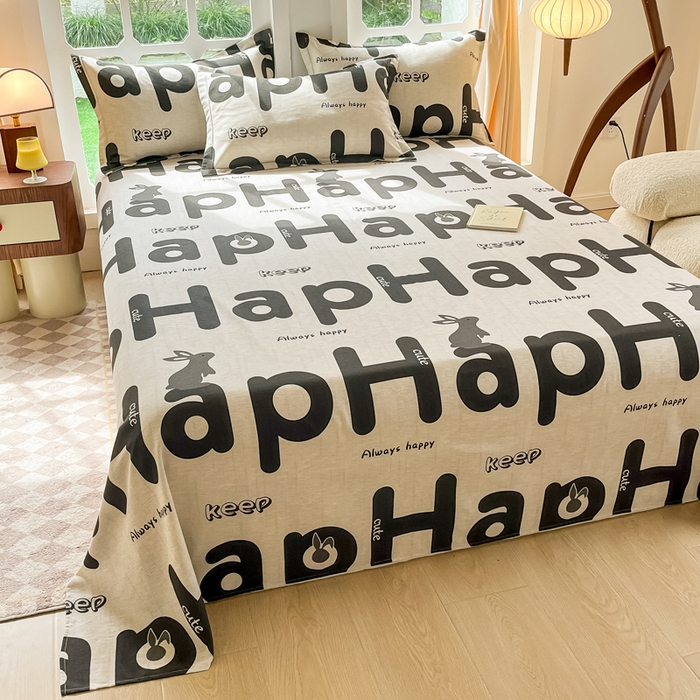 91家纺网 家纺一手货源 找家纺 眠博士 2025新款全棉混纺生态磨毛印花单床单 磨毛床单-兔先生