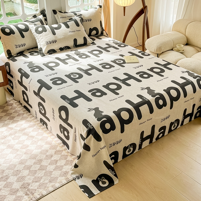 91家纺网 家纺一手货源 找家纺 眠博士 2025新款全棉混纺生态磨毛印花单床单 磨毛床单-兔先生