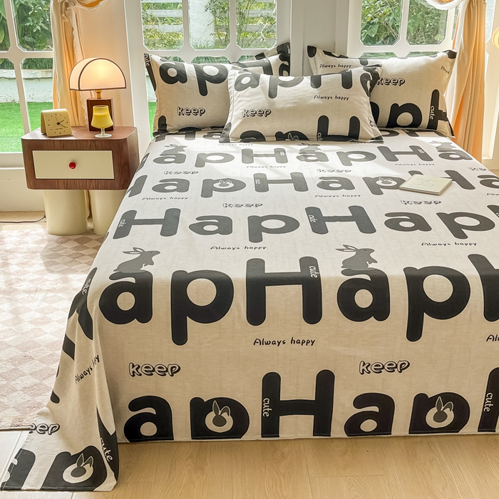 91家纺网 家纺一手货源 找家纺 眠博士 2025新款全棉混纺生态磨毛印花单床单 磨毛床单-兔先生